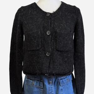 Gap Alpaca Wool Blend Charcoal Black Button Front Cardigan Sweater Medium
